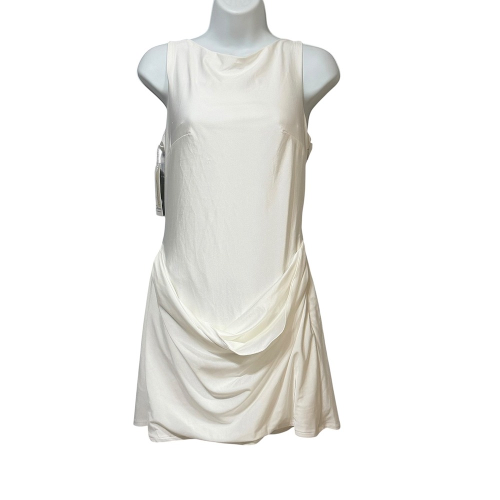 Fashion White Sleeveless Cowl Back Mini Dress with Pearl Strands H-25305 Size 6